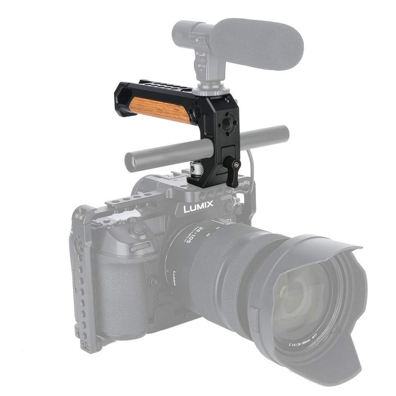 NICEYRIG Top Handle for ARRI 3/8 '' Thread with 15mm Rod Clamp, DSLR Camera Wooden Grip for Cage Rig - 348 - Image 3